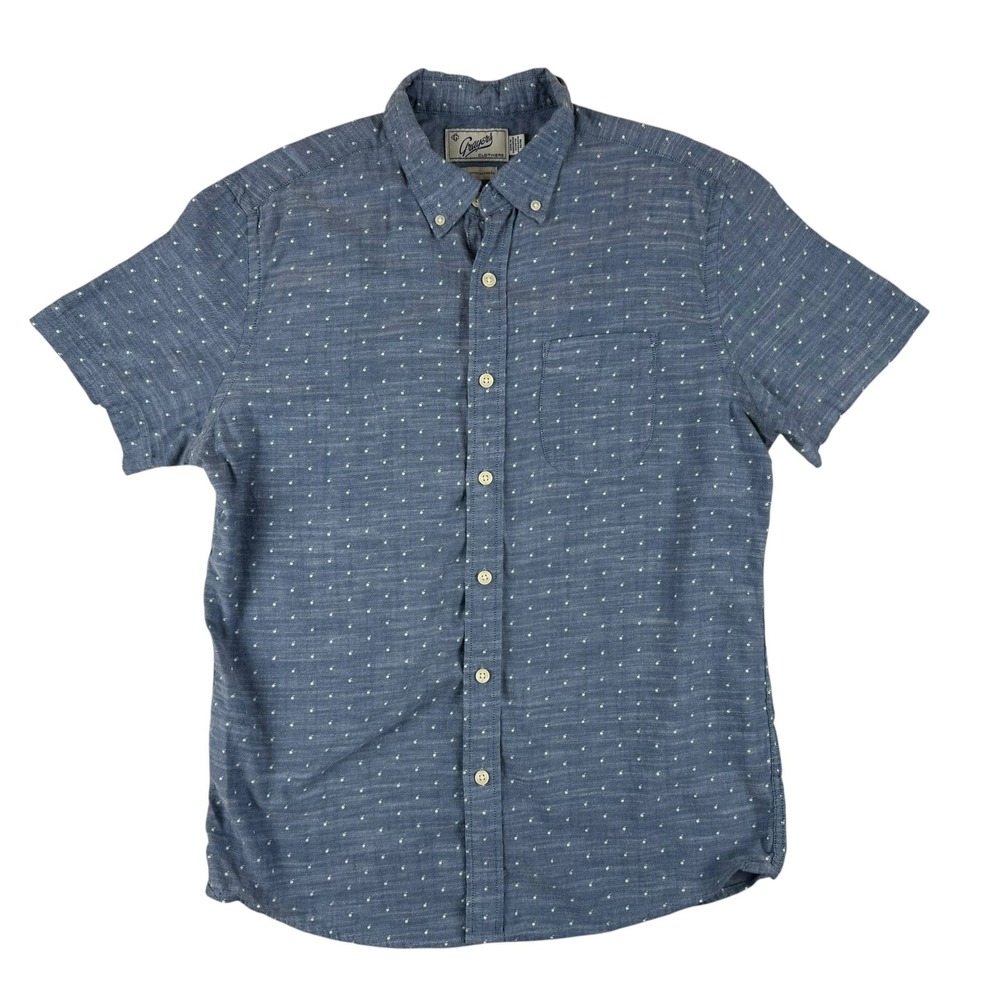 Grayers Medium Short Sleeve Shirt Preppy Cotton Blue Apple Print Button Down